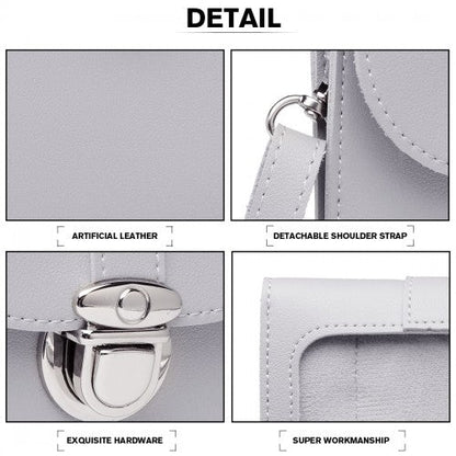 Easy Luggage LP2034 - Miss Lulu Multi Use Purse Clutch Mini Shoulder Bag - Grey