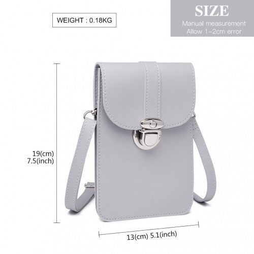 Easy Luggage LP2034 - Miss Lulu Multi Use Purse Clutch Mini Shoulder Bag - Grey