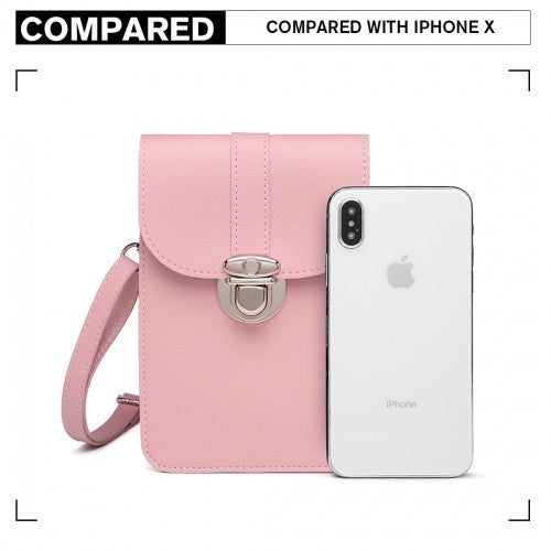 Easy Luggage LP2034 - Miss Lulu Multi Use Purse Clutch Mini Shoulder Bag - Pink