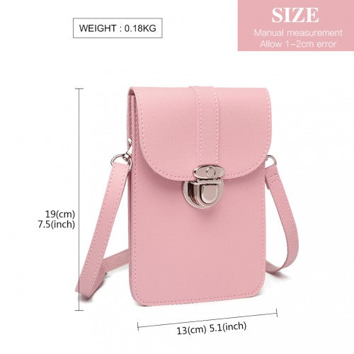 Easy Luggage LP2034 - Miss Lulu Multi Use Purse Clutch Mini Shoulder Bag - Pink