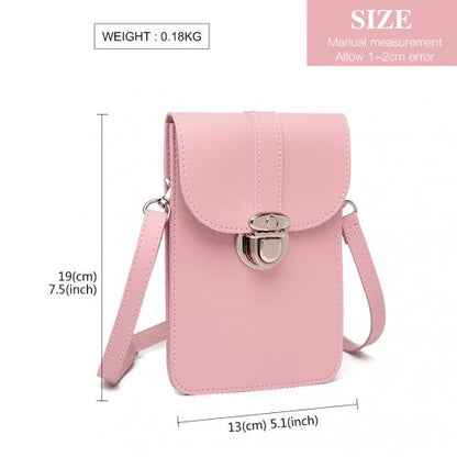 Easy Luggage LP2034 - Miss Lulu Multi Use Purse Clutch Mini Shoulder Bag - Pink