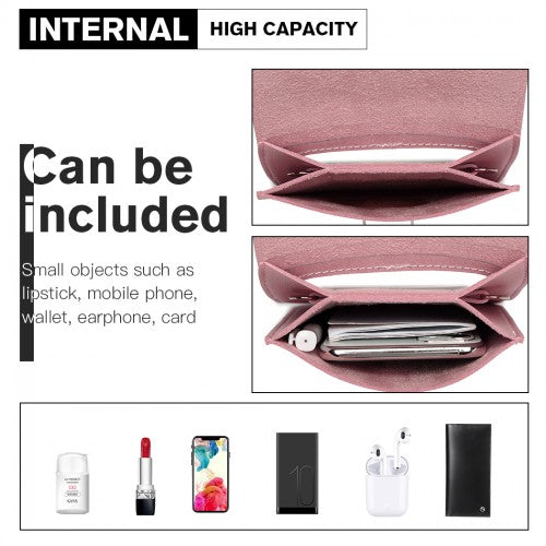 Easy Luggage LP2034 - Miss Lulu Multi Use Purse Clutch Mini Shoulder Bag - Pink