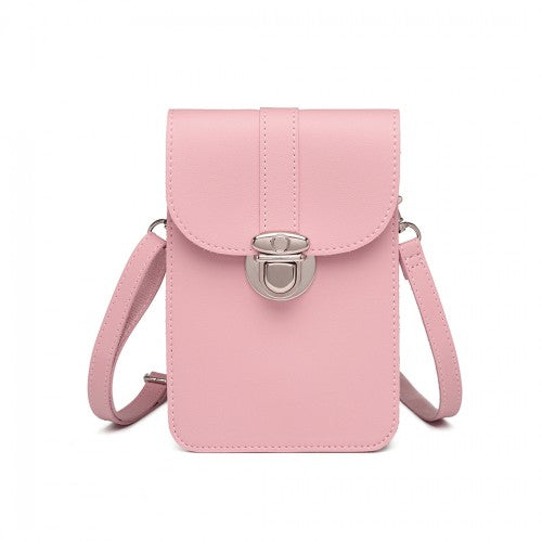 Easy Luggage LP2034 - Miss Lulu Multi Use Purse Clutch Mini Shoulder Bag - Pink