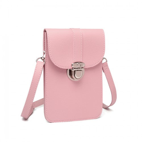 Easy Luggage LP2034 - Miss Lulu Multi Use Purse Clutch Mini Shoulder Bag - Pink