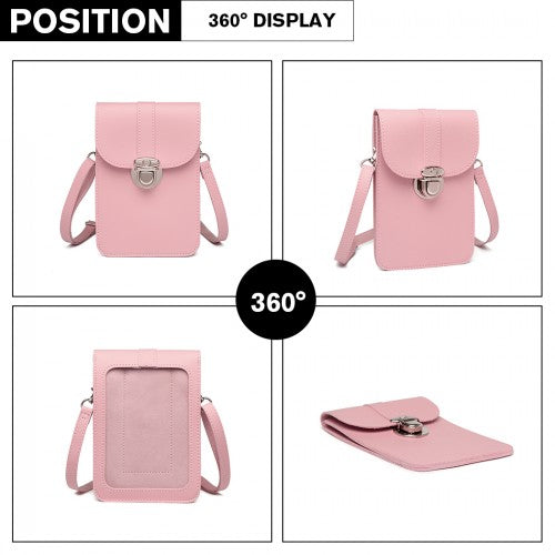 Easy Luggage LP2034 - Miss Lulu Multi Use Purse Clutch Mini Shoulder Bag - Pink