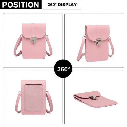 Easy Luggage LP2034 - Miss Lulu Multi Use Purse Clutch Mini Shoulder Bag - Pink