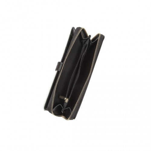 Easy Luggage LP2215 - Miss Lulu Mixed Colour Women's Leather Look Clutch Purse - Black