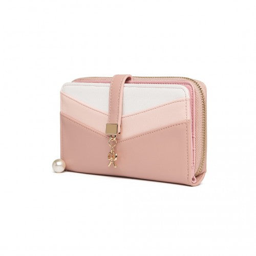 Easy Luggage LP2215 - Miss Lulu Mixed Colour Women's Leather Look Clutch Purse - Pink