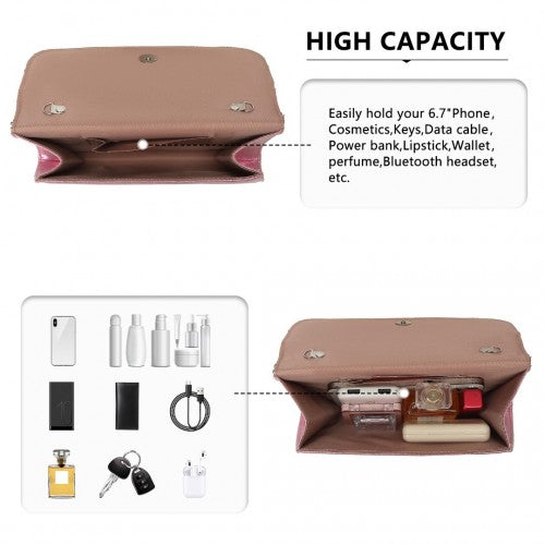 Easy Luggage LP2311 - Miss Lulu Gorgeous Sequins Evening Clutch Bag Chain Shoulder Bag - Pink