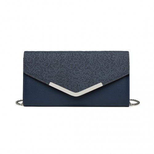 Easy Luggage LP2312 - Miss Lulu Lace Envelope Flap Clutch Evening Bag - Navy