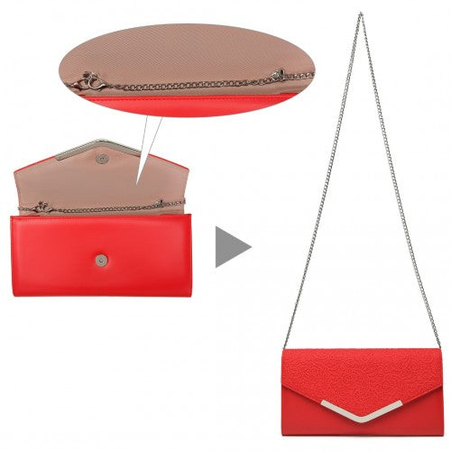 Easy Luggage LP2312 - Miss Lulu Lace Envelope Flap Clutch Evening Bag - Red
