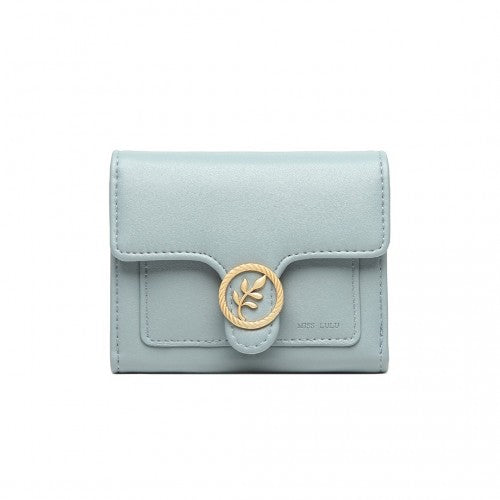 Easy Luggage LP2336 - Miss Lulu PU Leather Leaf-Shaped Round Clasp Wallet - Blue