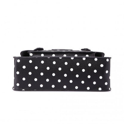 Easy Luggage LT1665D2 - Miss Lulu Polka Dot Leather Look School Work Satchel Black