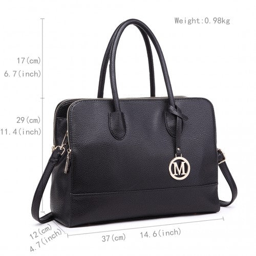 Easy Luggage LT1726 - Miss Lulu Textured PU Leather Medium Size Classic Tote Bag Shoulder Bag