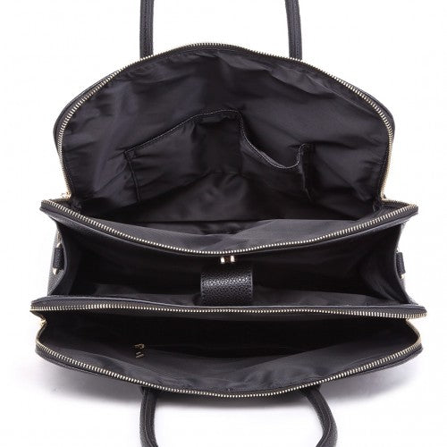 Easy Luggage LT1726 - Miss Lulu Textured PU Leather Medium Size Classic Tote Bag Shoulder Bag