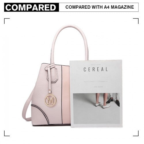 Easy Luggage LT1822 - MISS LULU STRUCTURED PANELLED SHOULDER BAG - PINK