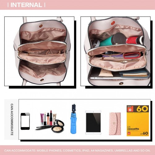 Easy Luggage LT1822 - MISS LULU STRUCTURED PANELLED SHOULDER BAG - PINK
