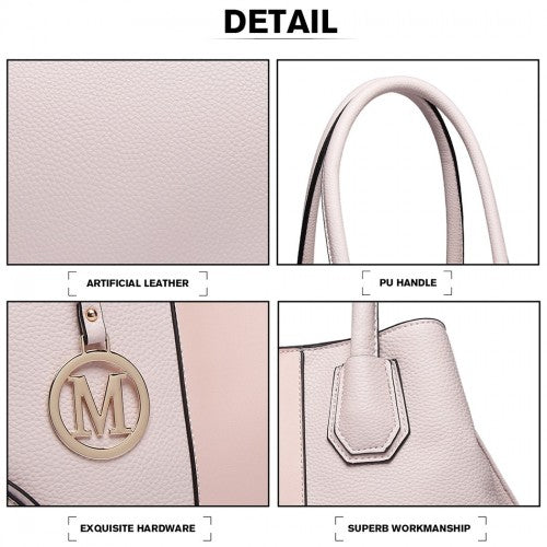 Easy Luggage LT1822 - MISS LULU STRUCTURED PANELLED SHOULDER BAG - PINK