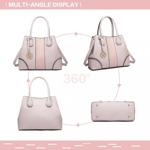 Easy Luggage LT1822 - MISS LULU STRUCTURED PANELLED SHOULDER BAG - PINK