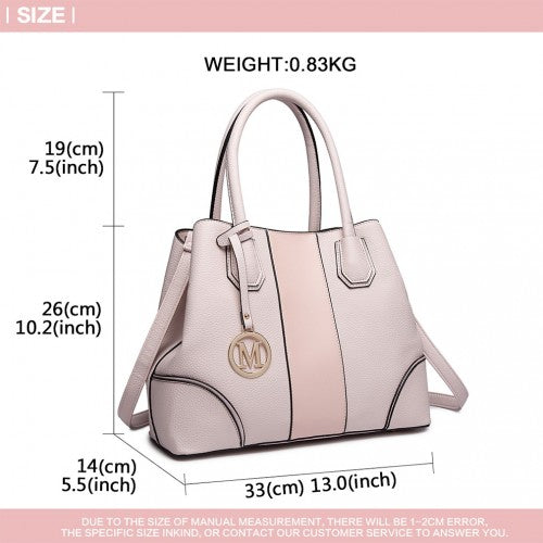 Easy Luggage LT1822 - MISS LULU STRUCTURED PANELLED SHOULDER BAG - PINK
