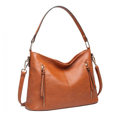 Easy Luggage LT1941-MISS LULU CLASSIC STYLE SLOUCH SHOULDER BAG BROWN