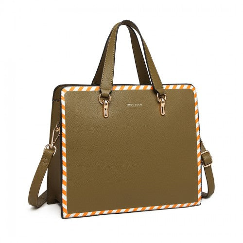 Easy Luggage LT1953 - Miss Lulu Stripe Design Shoulder Bag - Green