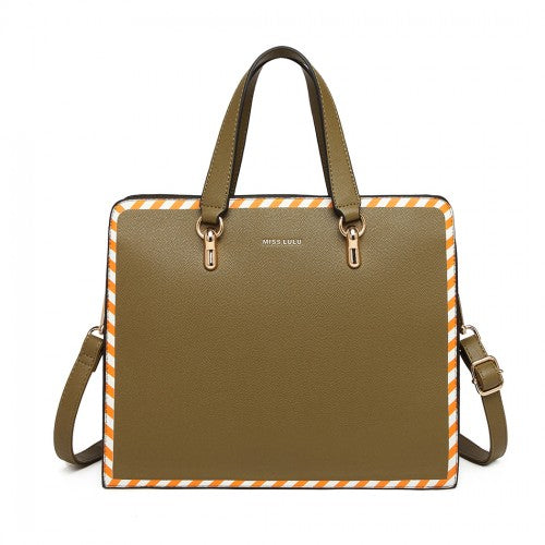 Easy Luggage LT1953 - Miss Lulu Stripe Design Shoulder Bag - Green