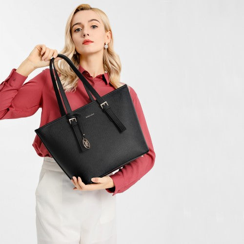 Easy Luggage LT2054 - Miss Lulu Minimalist Tote Handbag Structured - Black