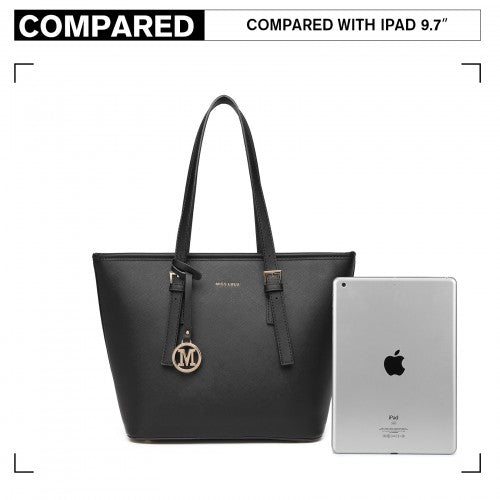 Easy Luggage LT2054 - Miss Lulu Minimalist Tote Handbag Structured - Black
