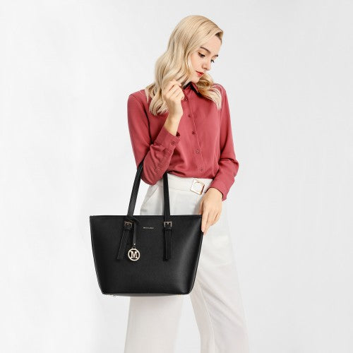 Easy Luggage LT2054 - Miss Lulu Minimalist Tote Handbag Structured - Black