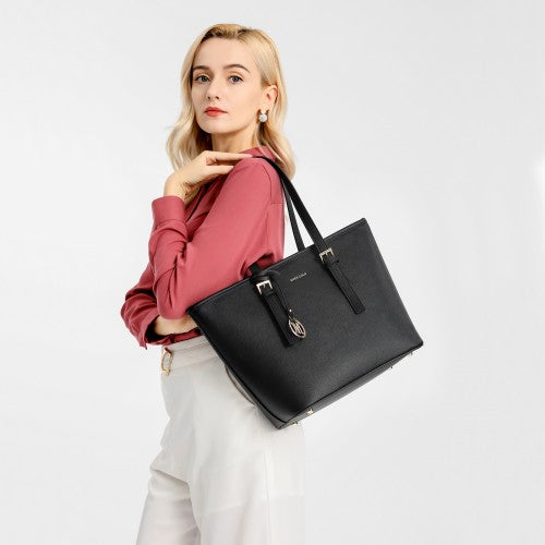 Easy Luggage LT2054 - Miss Lulu Minimalist Tote Handbag Structured - Black