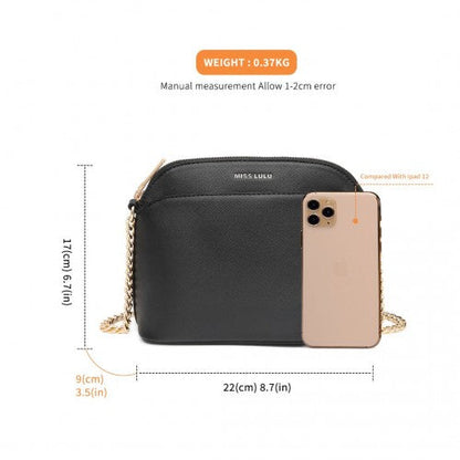 Easy Luggage LT2101 - Miss Lulu Cross-Body Sleek Handbag - Black