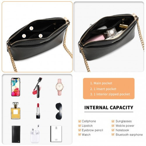Easy Luggage LT2101 - Miss Lulu Cross-Body Sleek Handbag - Black