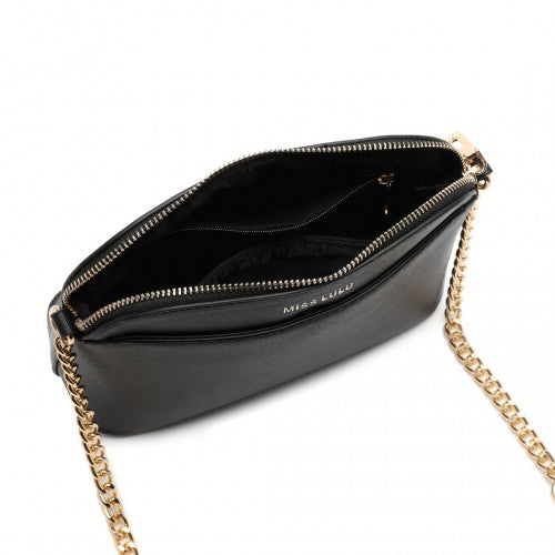Easy Luggage LT2101 - Miss Lulu Cross-Body Sleek Handbag - Black