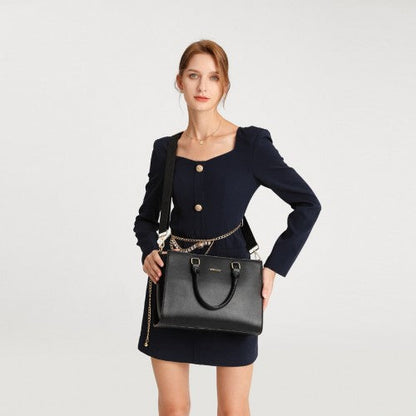 Easy Luggage LT2222 - Miss Lulu Leather Look Classic Handbag Tote Bag - Black