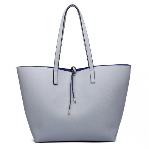 Easy Luggage LT6628 - Miss Lulu Women Reversible Contrast Shopper Tote Bag Grey