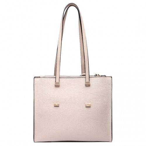 Easy Luggage LT6636 - Miss Lulu Embossed Pattern Leather Look Shoulder Bag Beige