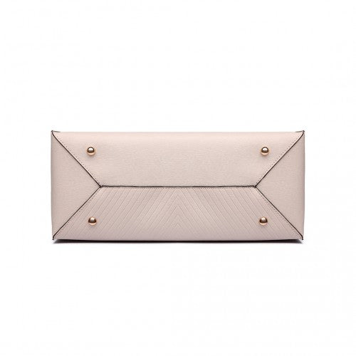 Easy Luggage LT6636 - Miss Lulu Embossed Pattern Leather Look Shoulder Bag Beige