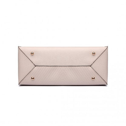 Easy Luggage LT6636 - Miss Lulu Embossed Pattern Leather Look Shoulder Bag Beige
