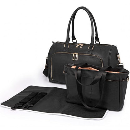 Easy Luggage LT6638 - Miss Lulu Leather Look Maternity Changing Shoulder Bag Black