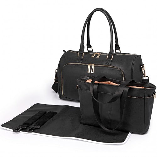 Easy Luggage LT6638 - Miss Lulu Leather Look Maternity Changing Shoulder Bag Black