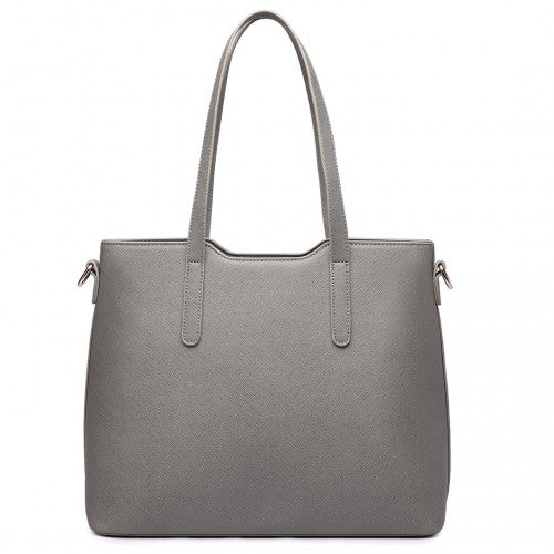 Easy Luggage LT6648 - Miss Lulu Three Piece Tote Shoulder Bag And Clutch - Grey