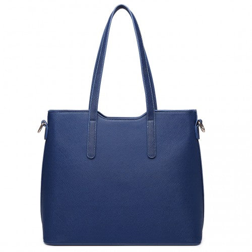 Easy Luggage LT6648 - Miss Lulu Three Piece Tote Shoulder Bag And Clutch - Navy