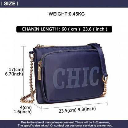 Easy Luggage LT6855 - Miss Lulu 'Chic' Chain Shoulder Bag - Blue