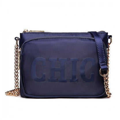 Easy Luggage LT6855 - Miss Lulu 'Chic' Chain Shoulder Bag - Blue