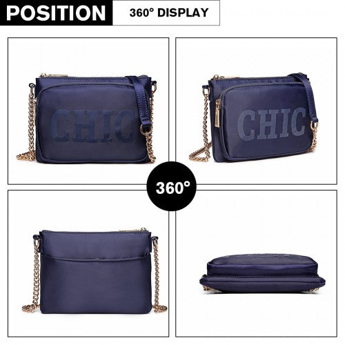 Easy Luggage LT6855 - Miss Lulu 'Chic' Chain Shoulder Bag - Blue