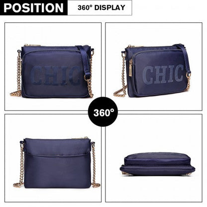 Easy Luggage LT6855 - Miss Lulu 'Chic' Chain Shoulder Bag - Blue