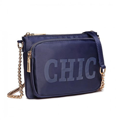 Easy Luggage LT6855 - Miss Lulu 'Chic' Chain Shoulder Bag - Blue