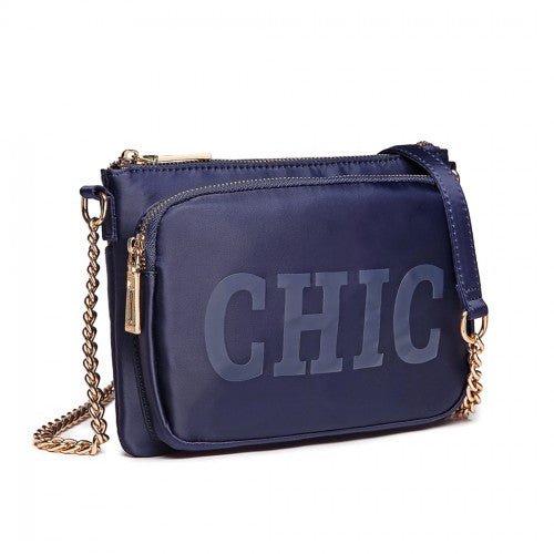 Easy Luggage LT6855 - Miss Lulu 'Chic' Chain Shoulder Bag - Blue