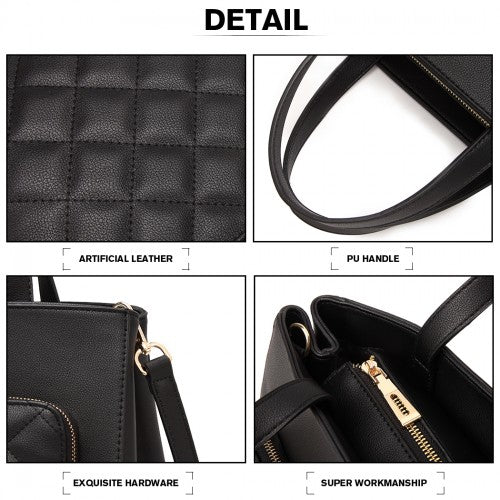 Easy Luggage LT6921 - Miss Lulu Classic Quilted Handbag - Black